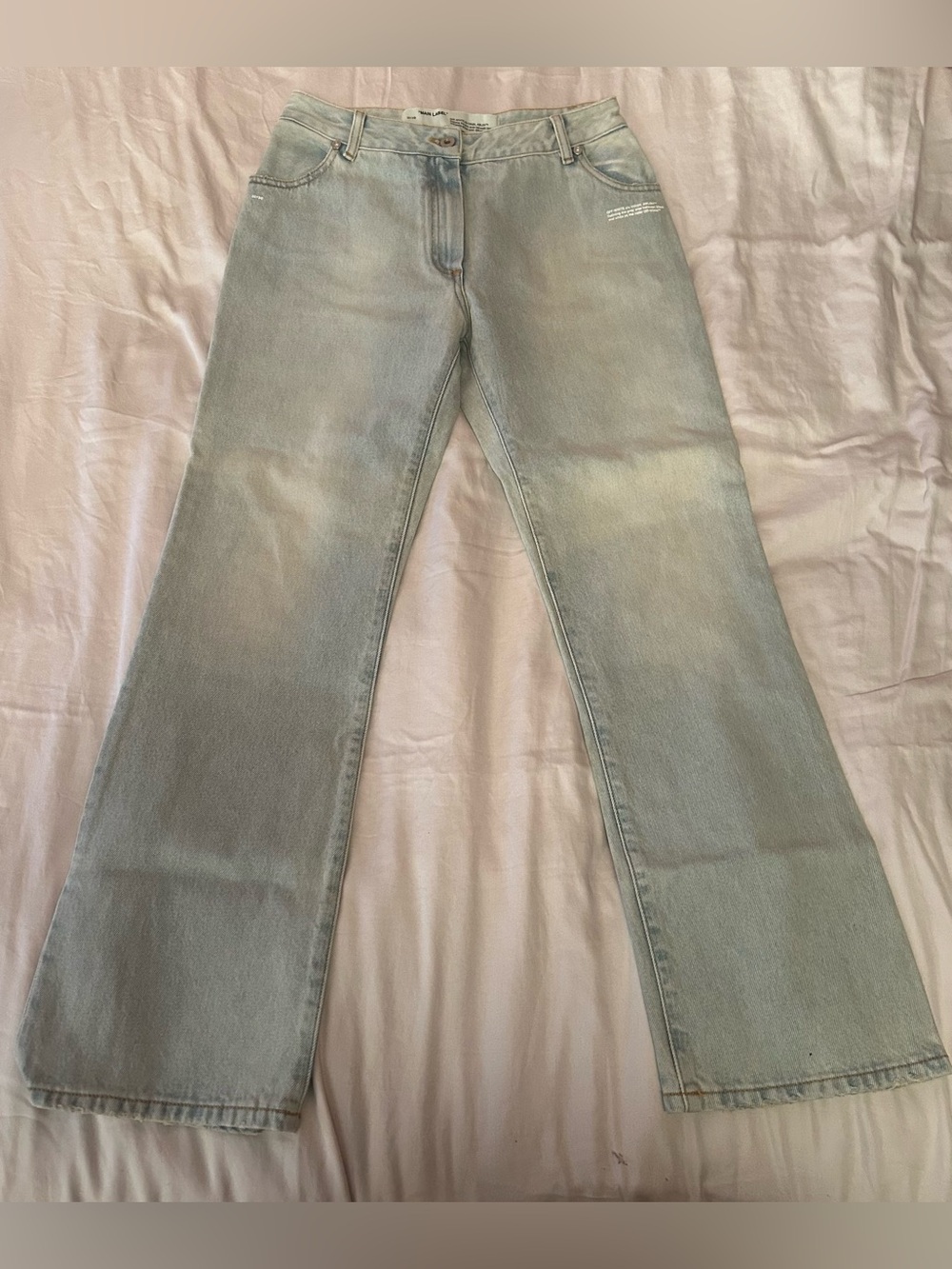 Off-White Light Blue Flared Wide-Leg Jeans
